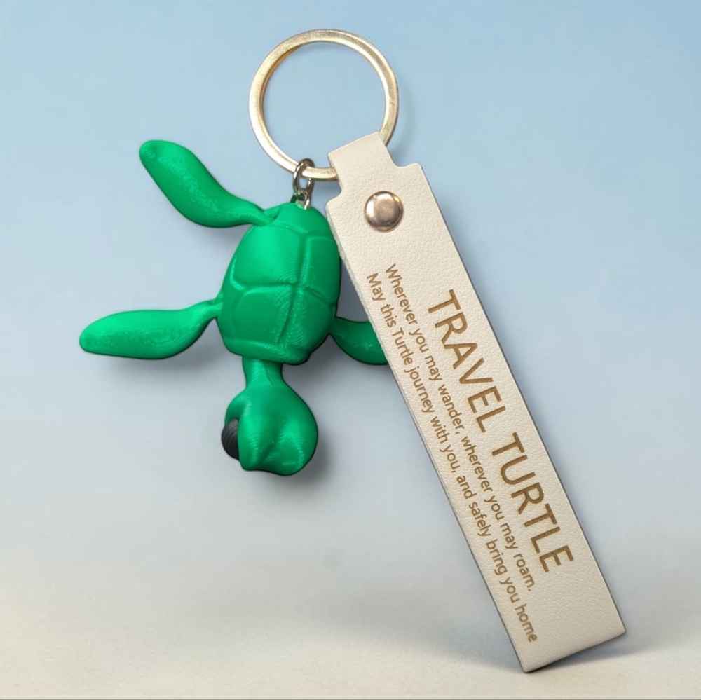 Travel Turtle! 3D Turtle With Engraved Leather Strap